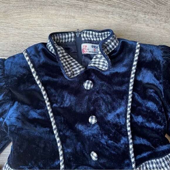 Vintage Boleiloy From Japan Velvet Plaid Ruffles Dress - Picture 4 of 15